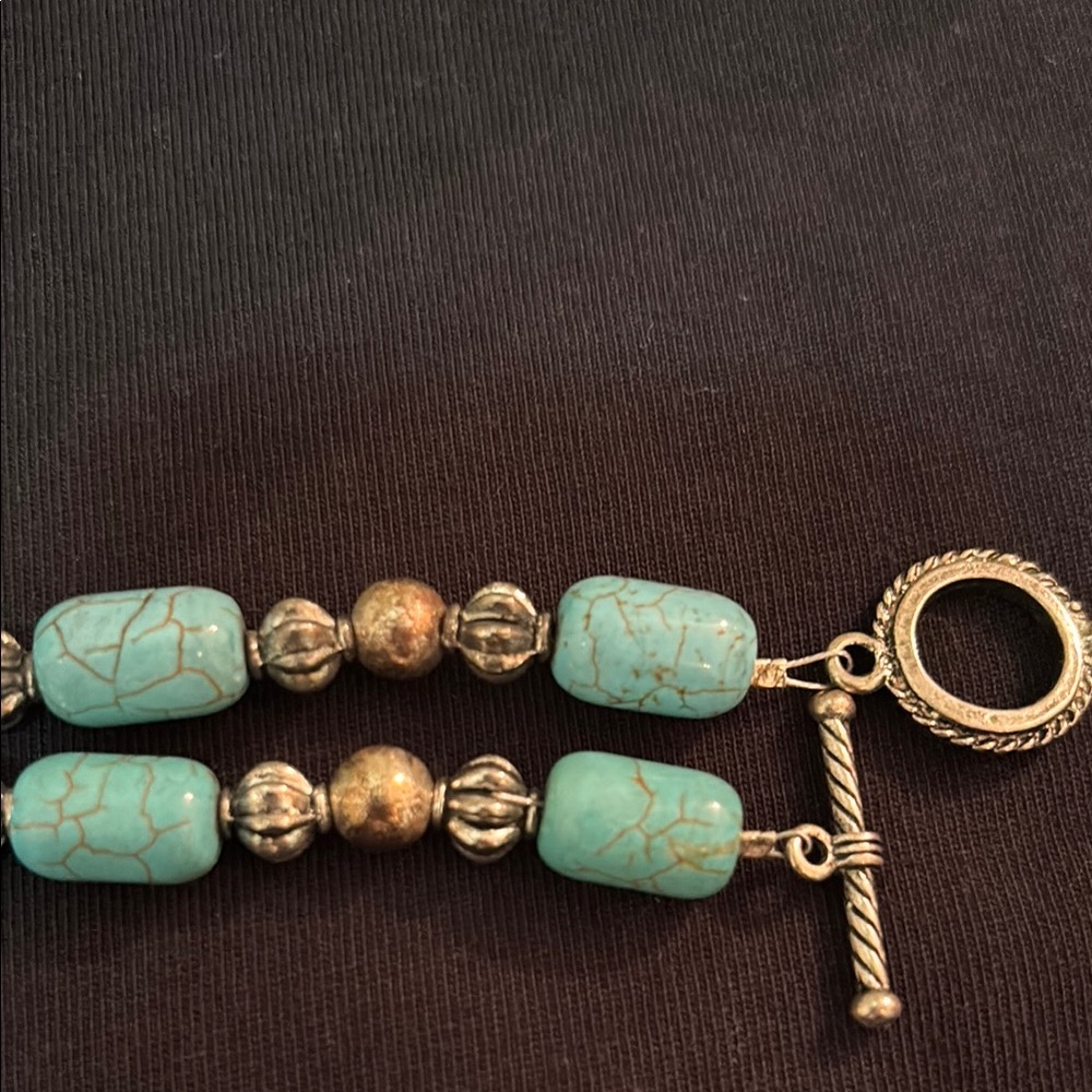 Turquoise and Silver Heart Pendant Necklace - Picture 7 of 7